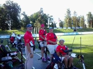 Recurve Women's team with their coach